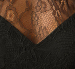 Long Sleeve Satin Lace Ankle Length Combo Dress In Black 6