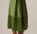 Short Sleeve Pleated Bow Waist Sueded Satin Midi Dress In Olive 4