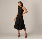 Rib Knit Cutout A Line Midi Dress In Black 1