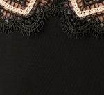 Cap Sleeve Crochet Lace Inset Stretch Dress In Black Ecru 6