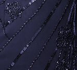 Floral Beaded Illusion Mermaid Gown In Light Navy 6