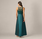 Sleeveless Taffeta Ball Gown With Beaded Bodice In Gem Green 5