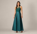 Sleeveless Taffeta Ball Gown With Beaded Bodice In Gem Green 2