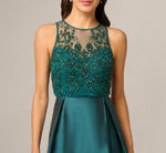 Sleeveless Taffeta Ball Gown With Beaded Bodice In Gem Green 3