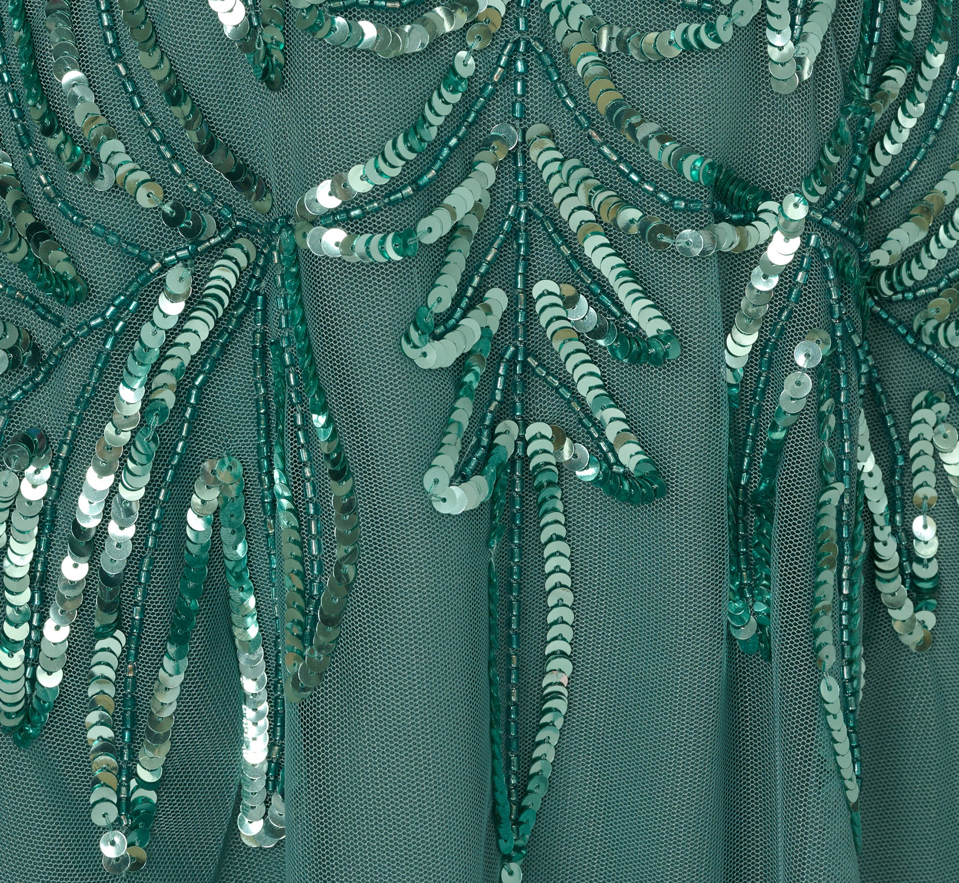 Green Beaded Mesh Long Dress - Adrianna Papell Green Beaded Mesh Long Dress - Adrianna Papell