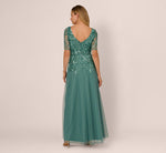 Beaded Mesh Long Dress In Green Slate 5