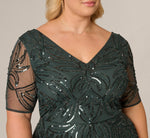 Plus Size Beaded Mesh Long Dress In Jade Stone 3