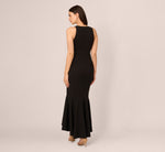 Bead Accent Crepe Halter Gown In Black 5