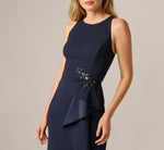 Bead Accent Crepe Halter Gown In Midnight 3