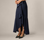 Bead Accent Crepe Halter Gown In Midnight 4
