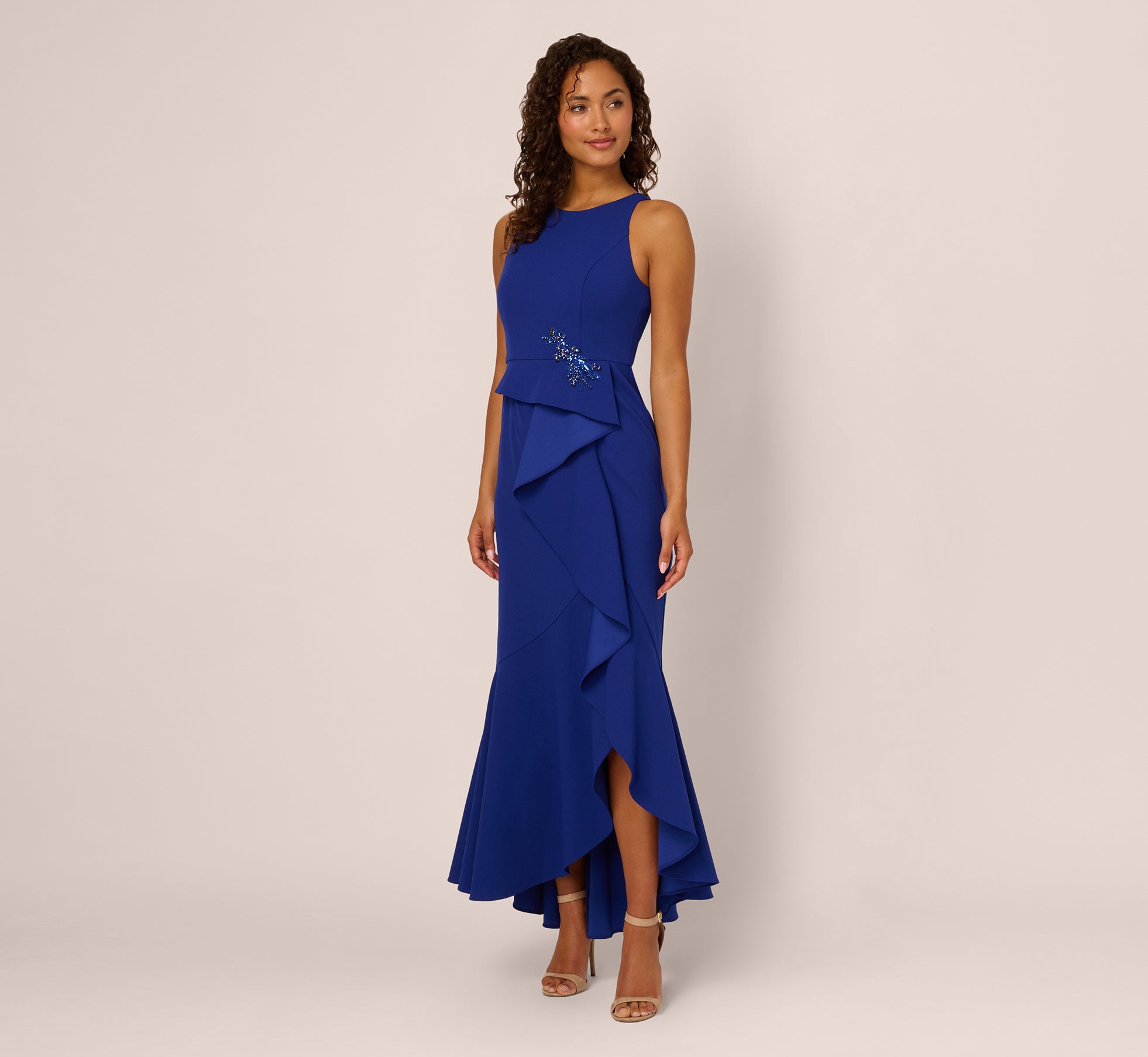 Adrianna Papell Beaded Crepe Gown