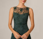 Sleeveless Illusion Floral Beaded Gown In Jade Stone 3