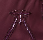 Short Sleeve Beaded Illusion Sheath Dress In Night Plum 6