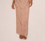 Short Sleeve Beaded Blouson Gown In Rose Gold 4