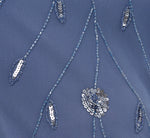 Plus Size Short Sleeve Illusion Floral Beaded Sheath Dress In French Blue 6