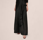 Off Shoulder Draped Mikado Combo Gown In Black 4