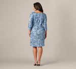 Plus Size Three Quarter Sleeve Stretch Sequin Sheath Dress In Electric Ice 5