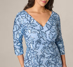 Plus Size Three Quarter Sleeve Stretch Sequin Sheath Dress In Electric Ice 3