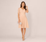 Short Sleeve Sequin Bead Midi Dress In Blush 1