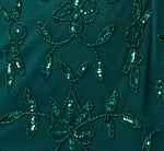 Square Neck Ivy Floral Sequin Beaded Gown In Gem Green 6