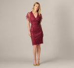 Surplice Bead Mesh Dress In Mahogany 6