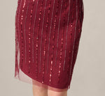 Surplice Bead Mesh Dress In Mahogany 4