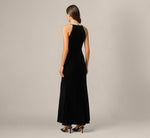 Pearly Collar Velvet Halter Gown In Black 5