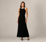 Pearly Collar Velvet Halter Gown In Black 2