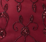 One Shoulder Scroll Floral Beaded Godet Gown In Mahogany 6