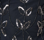 Long Sleeve Sequin Beaded Illusion Cocktail Dress In Navy Gunmetal 7
