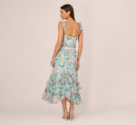 Sleeveless Floral Print High Low Maxi Dress With Ruffle Trim In Mint Multi 5