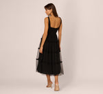 Sleeveless Midi Dress With Square Neck And Tiered Skirt In Black 4
