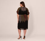 Plus Size Beaded Faux Wrap Dress With Dolman Sleeves In Black Bronze 5