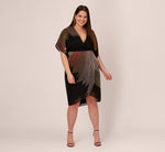 Plus Size Beaded Faux Wrap Dress With Dolman Sleeves In Black Bronze 2