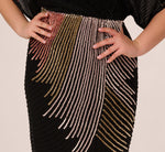 Plus Size Beaded Faux Wrap Dress With Dolman Sleeves In Black Bronze 4