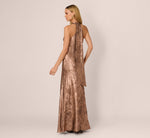 Foiled Mermaid Gown With Halter Neckline In Mocha 6