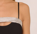 Crepe Dress With Spaghetti Straps And Rhinestone Neckline In Black 5