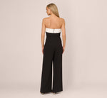 Colorblock Crepe Strapless Jumpsuit With Bow Accent In Black White 6