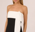 Colorblock Crepe Strapless Jumpsuit With Bow Accent In Black White 4