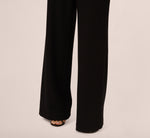 Long Sleeve Sequin Mesh Detail Jumpsuit In Black 3