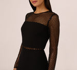 Long Sleeve Sequin Mesh Detail Jumpsuit In Black 4