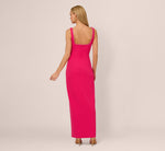 Sleeveless Beaded Plunge Neck Gown In Geranium 5