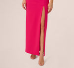 Sleeveless Beaded Plunge Neck Gown In Geranium 3