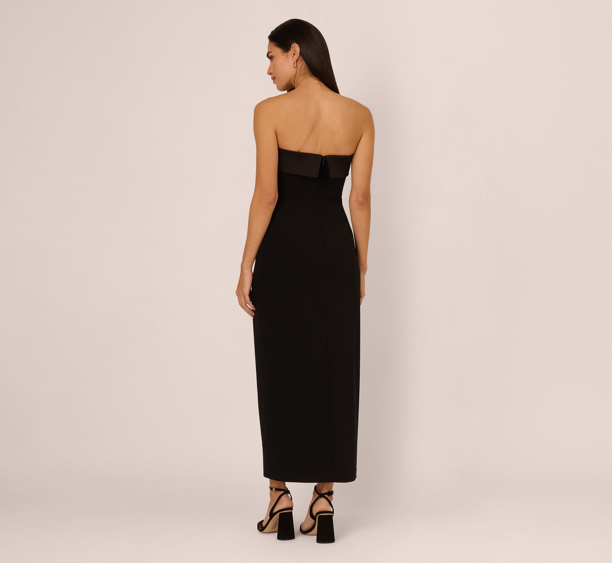 Strapless Knit Crepe Blazer Midi Dress In Black Strapless Knit Crepe Blazer Midi Dress In Black