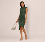 Sleeveless Metallic Knit Asymmetrical Dress In Jungle 1