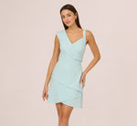 Sleeveless Asymmetrical Tulip Skirt Mini Dress In Clear Sky 2