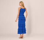 Sleeveless Crepe Flounce Midi Dress In True Blue 5