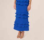 Sleeveless Crepe Flounce Midi Dress In True Blue 4
