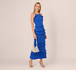 Sleeveless Crepe Flounce Midi Dress In True Blue 1