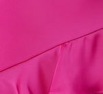 Satin Cascade Ruffle Slip Gown In Electric Passion 7